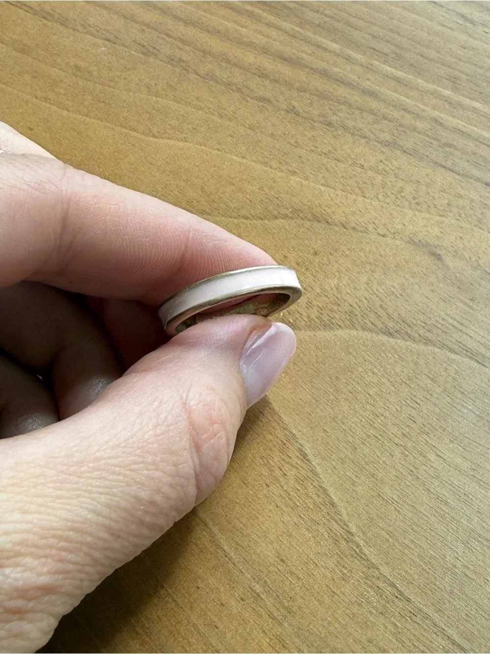 Minimalist Cream pink Band Ring for Women